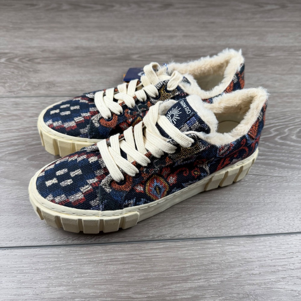 Farm Rio Womens Sneakers Tapestry Faux Fur Platform Multi 6.5 - Picture 3 of 8
